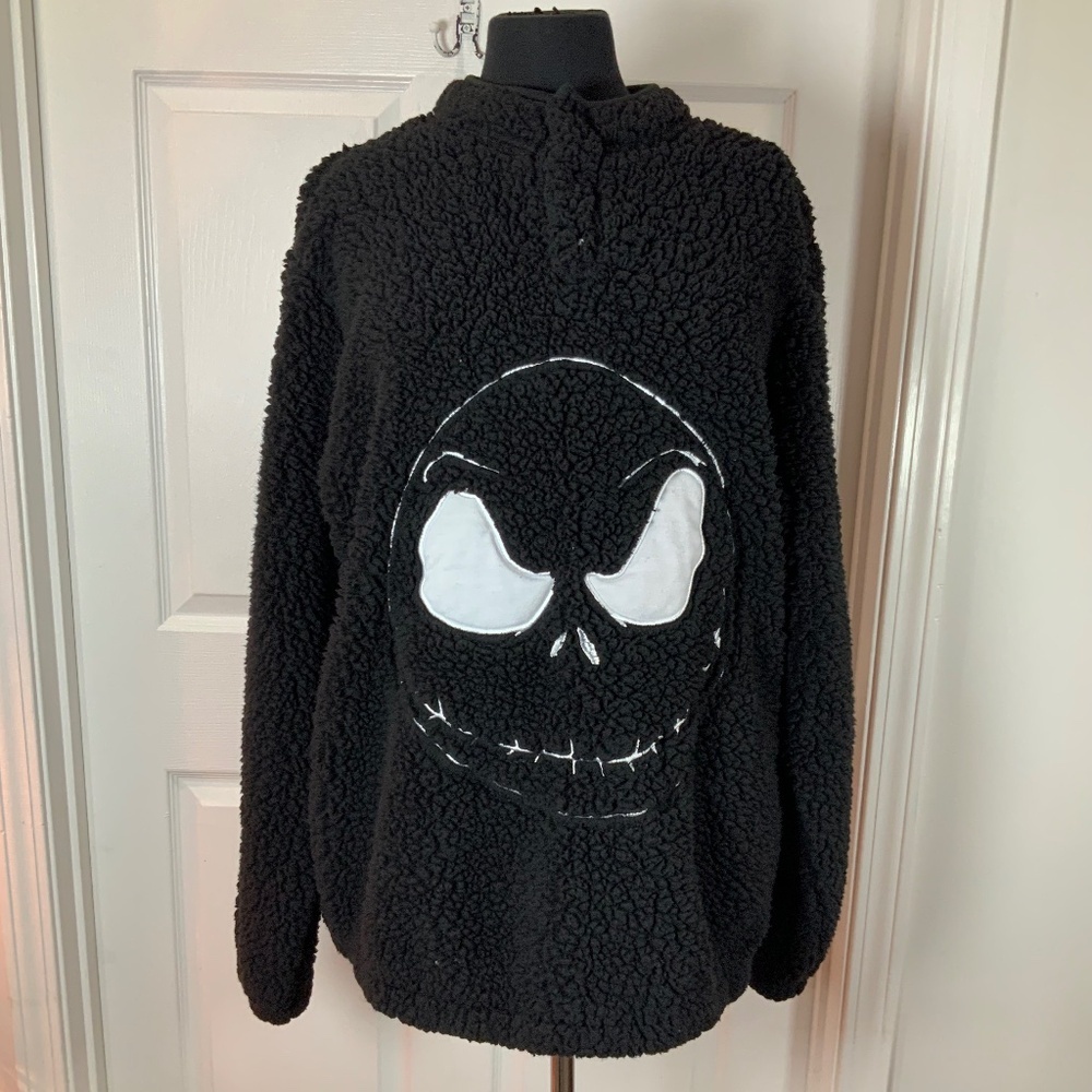 Disney The Nightmare Before Christmas Black Sherpa Fleece Pullover Size Large